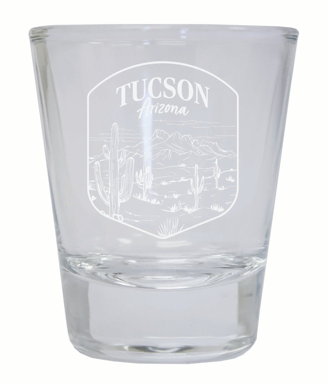 Tucson Arizona Souvenir 2 Ounce Engraved Shot Glass Round Clear Single Unit