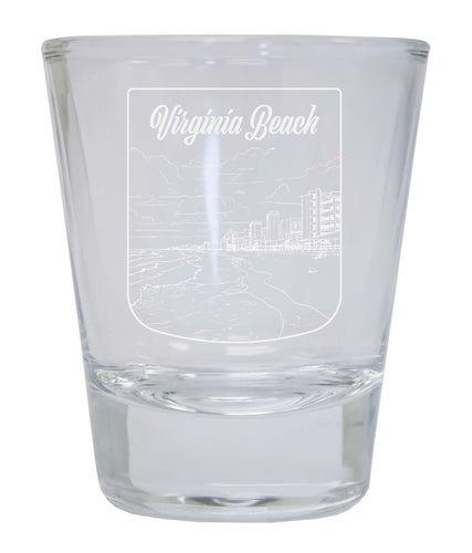 Virginia Beach Virginia Souvenir 2 Ounce Engraved Shot Glass Round Clear Single Unit