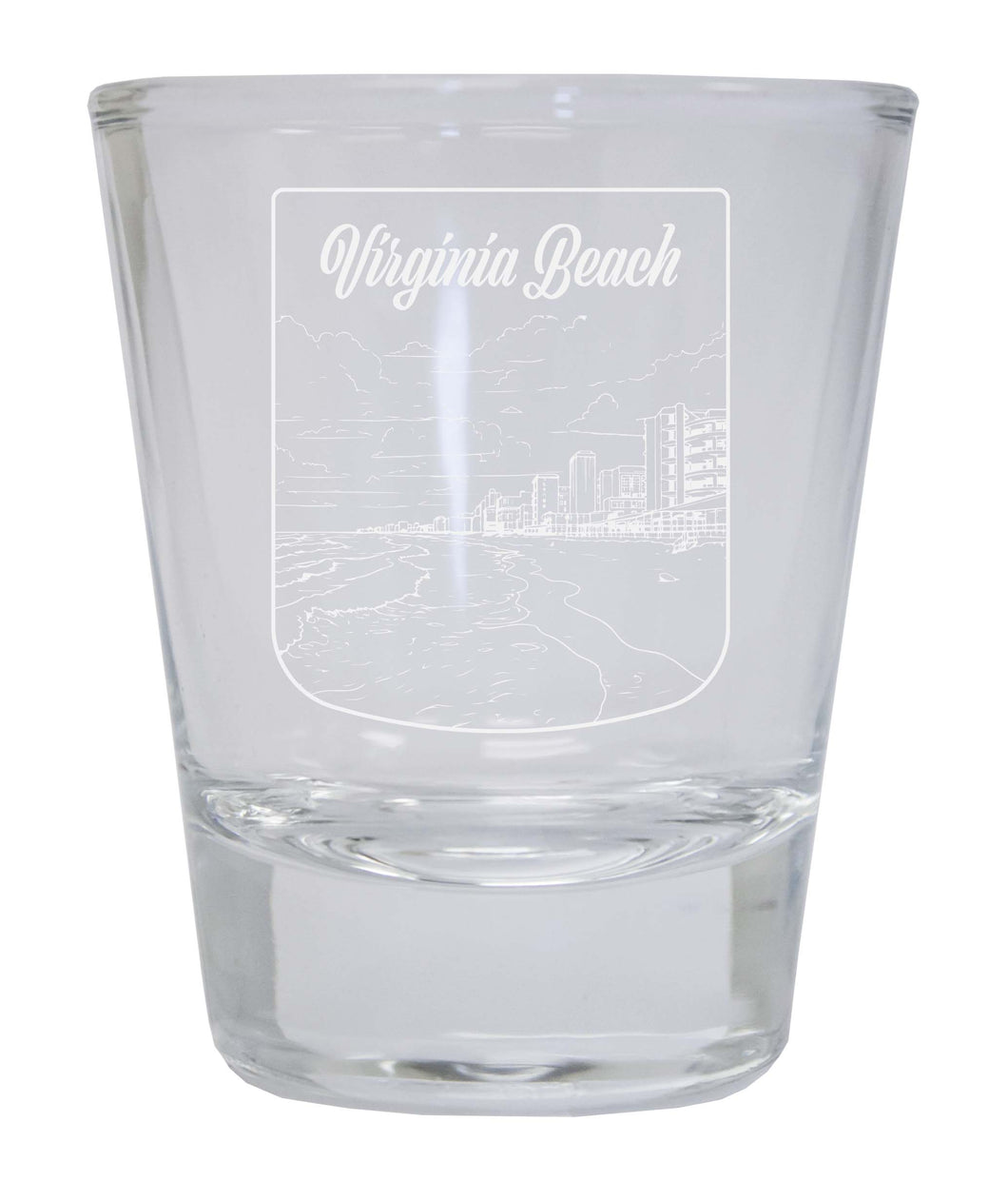 Virginia Beach Virginia Souvenir 2 Ounce Engraved Shot Glass Round Clear Single Unit