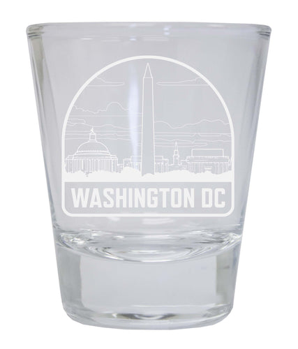 Washington DC Souvenir 2 Ounce Engraved Shot Glass Round Clear 4-Pack