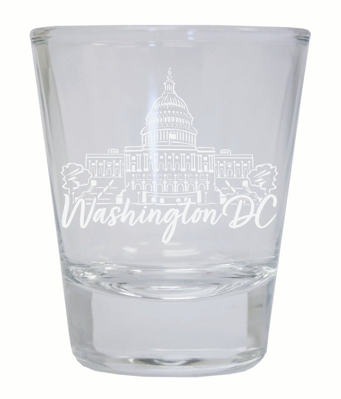 Washington DC Engraving2 Souvenir 2 Ounce Engraved Shot Glass Round Clear 4-Pack