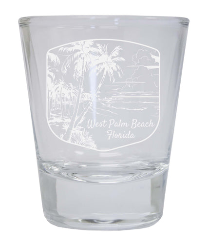 West Palm Beach Souvenir 2 Ounce Engraved Shot Glass Round Clear Single Unit
