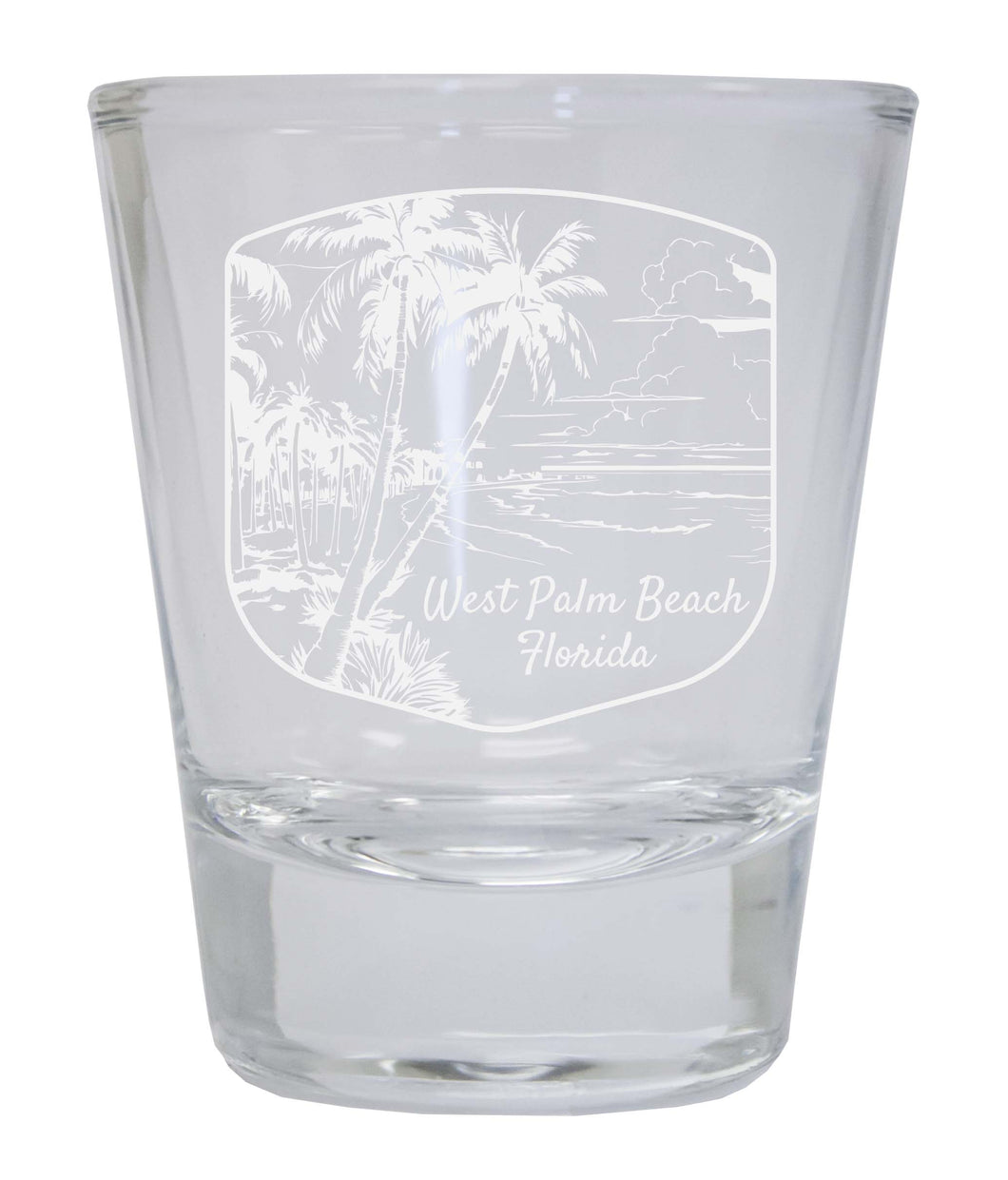 West Palm Beach Souvenir 2 Ounce Engraved Shot Glass Round Clear Single Unit