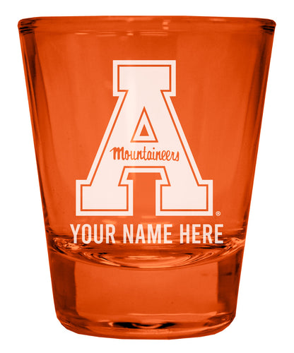 Appalachian State Customizable Engraved Full Color 2oz Shot Glass Orange Officially Licensed Collegiate Product 2-Pack