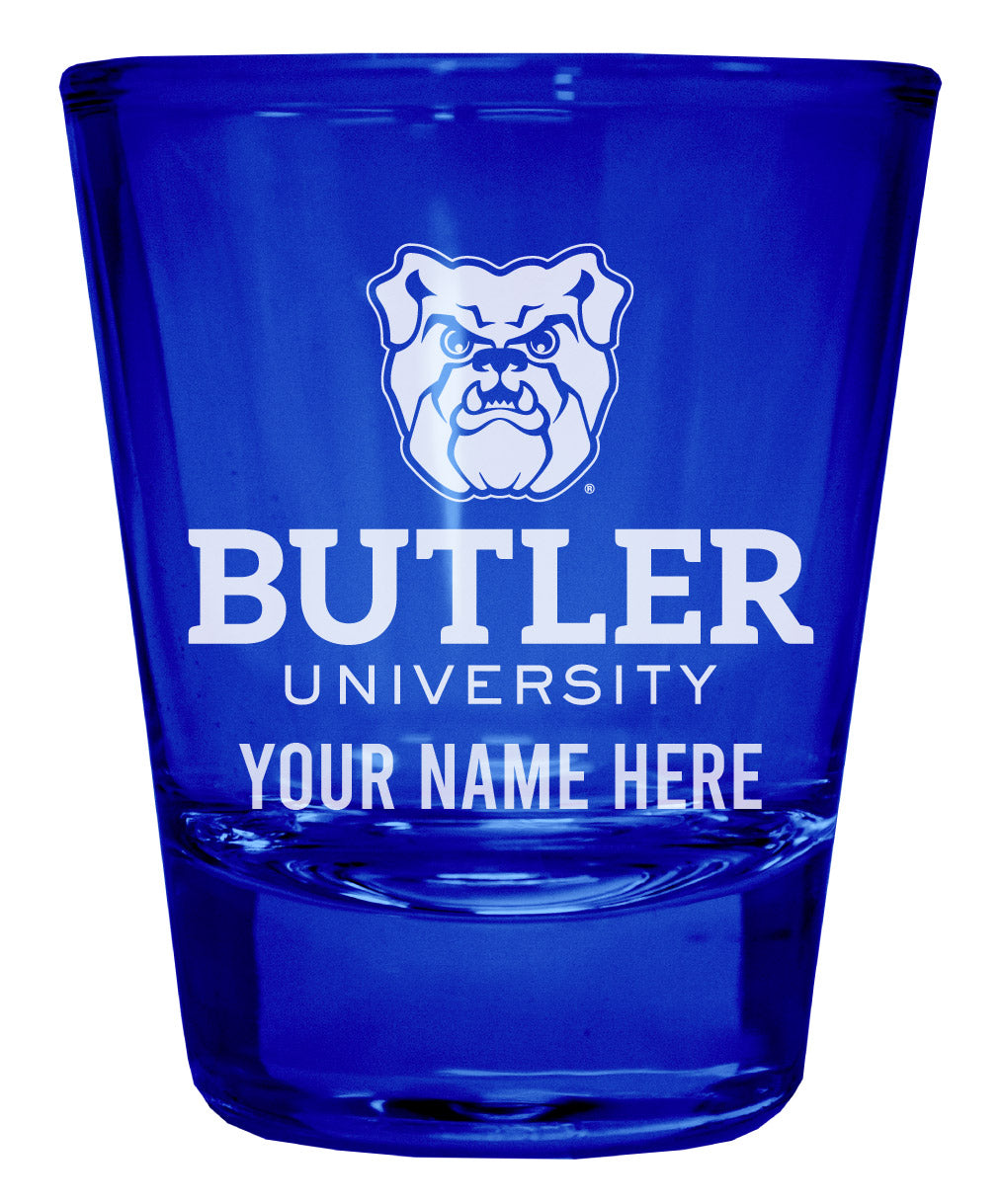 Butler Bulldogs Customizable Engraved Full Color 2oz Shot Glass Blue Officially Licensed Collegiate Product 2-Pack
