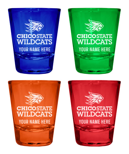 California State University, Chico Customizable Engraved Full Color 2oz Shot Glass Multicolor Officially Licensed Collegiate Product 4-Pack