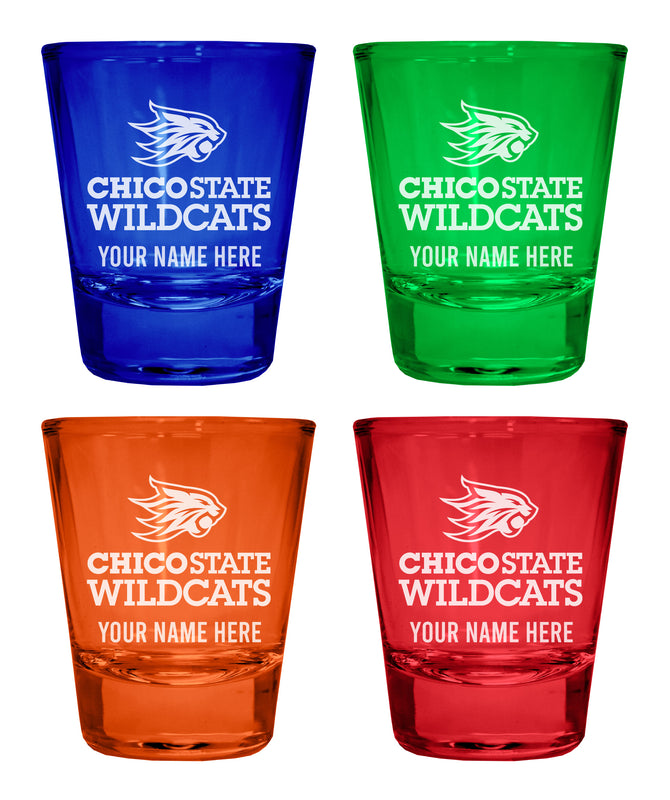 California State University, Chico Customizable Engraved Full Color 2oz Shot Glass Multicolor Officially Licensed Collegiate Product 4-Pack