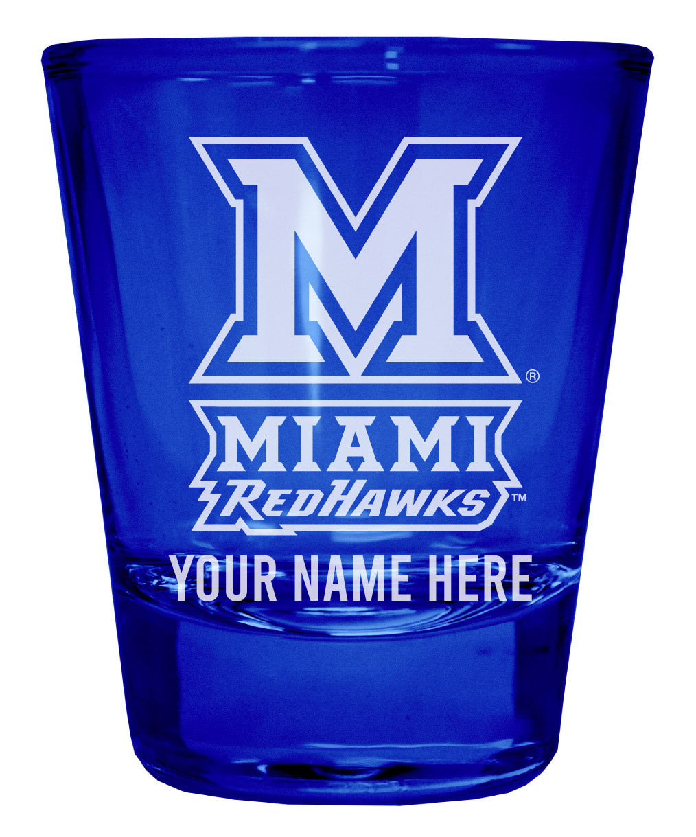 Miami University of Ohio Customizable Engraved Full Color 2oz Shot Glass Blue Officially Licensed Collegiate Product 2-Pack