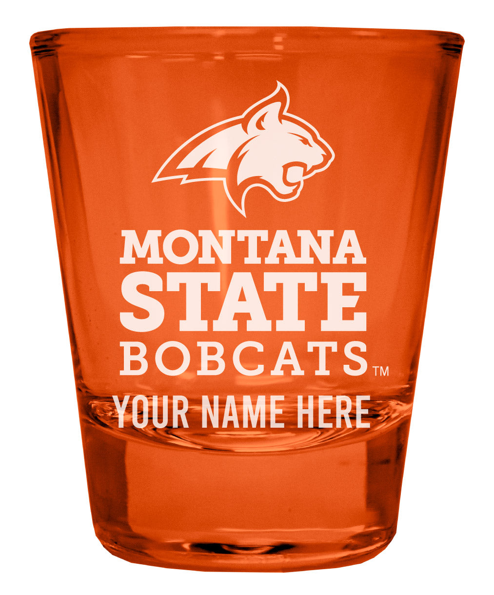 Montana State Bobcats Customizable Engraved Full Color 2oz Shot Glass Orange Officially Licensed Collegiate Product Single