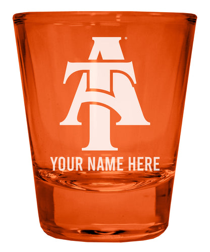 North Carolina A&T State Aggies Customizable Engraved Full Color 2oz Shot Glass Orange Officially Licensed Collegiate Product 4-Pack