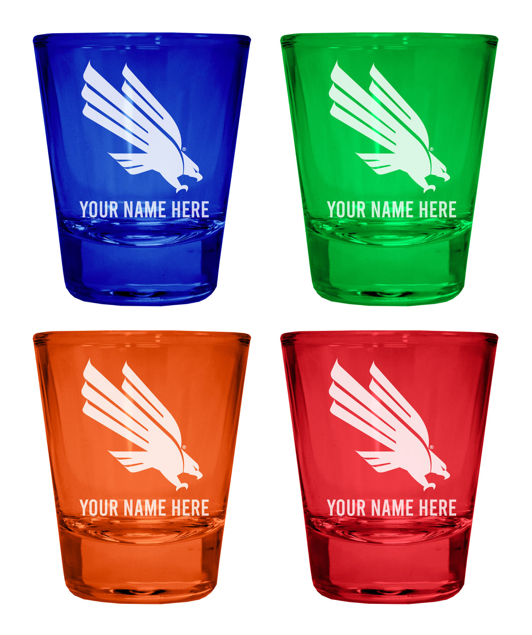 North Texas Customizable Engraved Full Color 2oz Shot Glass Multicolor Officially Licensed Collegiate Product 4-Pack