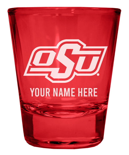 Oklahoma State Cowboys Customizable Engraved Full Color 2oz Shot Glass Red Officially Licensed Collegiate Product 4-Pack