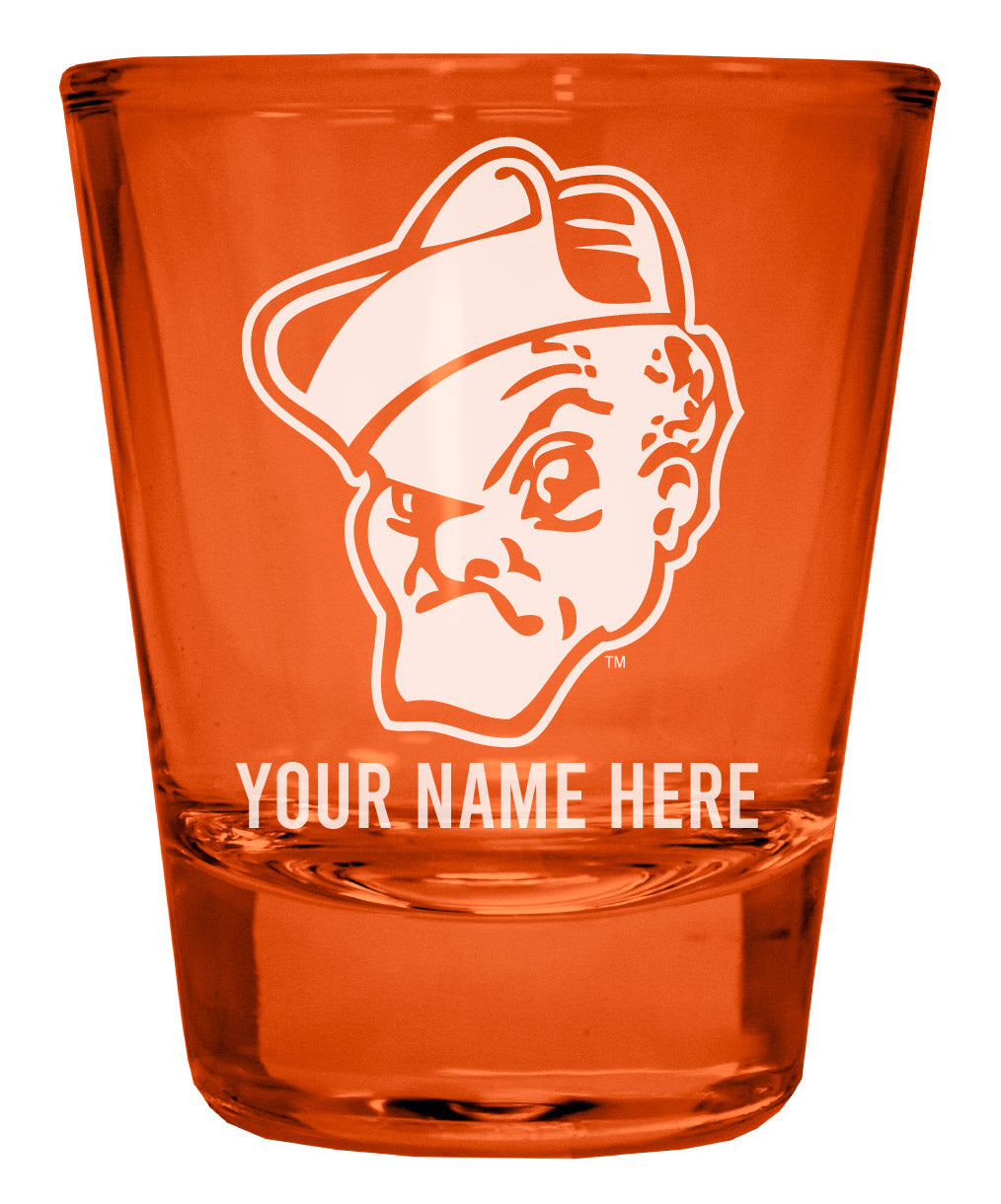 Ohio Wesleyan University Customizable Engraved Full Color 2oz Shot Glass Orange Officially Licensed Collegiate Product 4-Pack