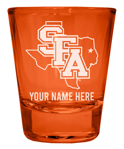 Stephen F. Austin State University Customizable Engraved Full Color 2oz Shot Glass Orange Officially Licensed Collegiate Product 2-Pack