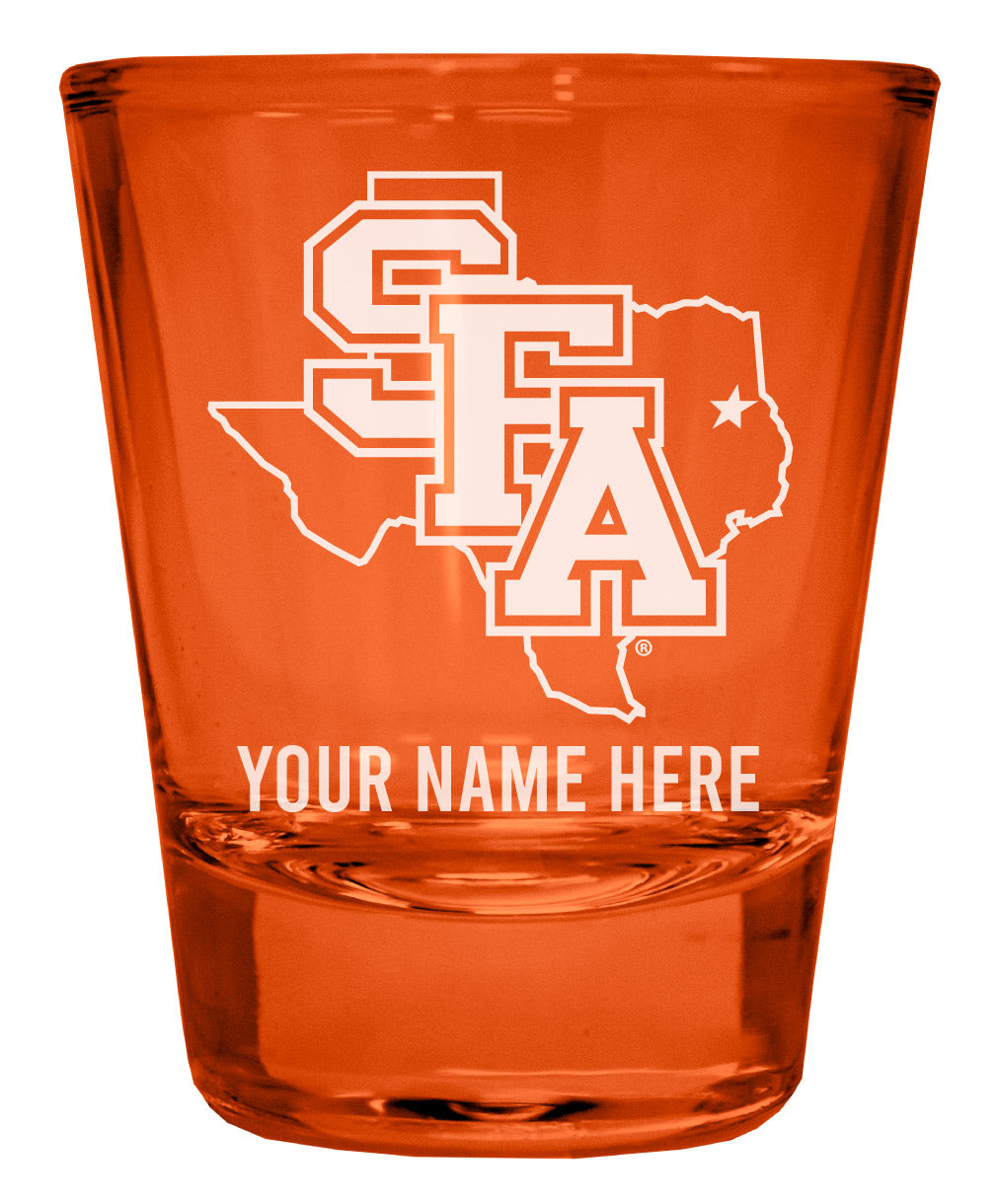 Stephen F. Austin State University Customizable Engraved Full Color 2oz Shot Glass Orange Officially Licensed Collegiate Product 2-Pack