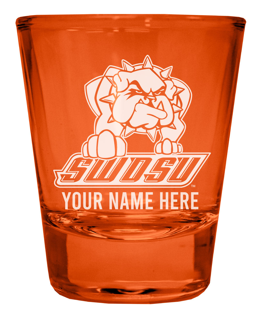 Southwestern Oklahoma State University Customizable Engraved Full Color 2oz Shot Glass Orange Officially Licensed Collegiate Product 2-Pack