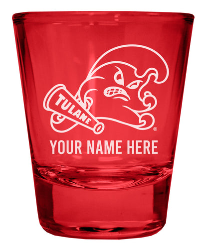 Tulane University Green Wave Customizable Engraved Full Color 2oz Shot Glass Red Officially Licensed Collegiate Product 4-Pack