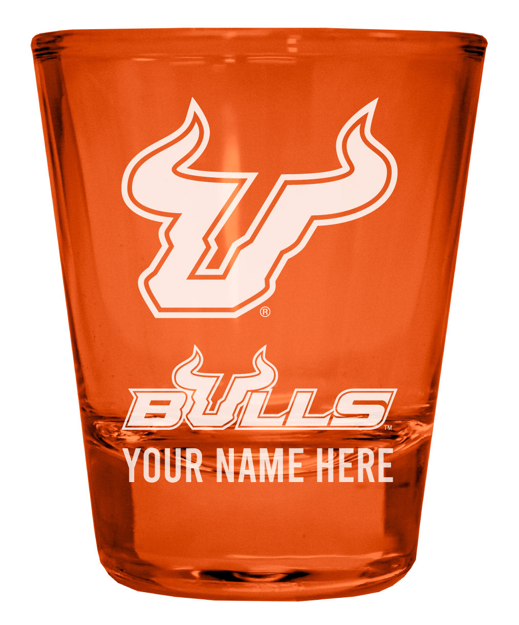 South Florida Bulls Customizable Engraved Full Color 2oz Shot Glass Orange Officially Licensed Collegiate Product 4-Pack