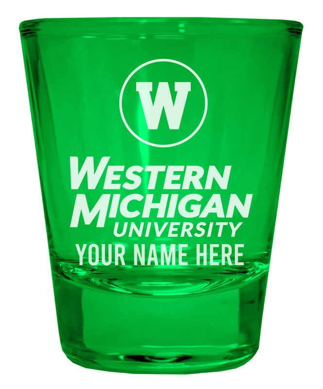 Western Michigan University Customizable Engraved Full Color 2oz Shot Glass Green Officially Licensed Collegiate Product 4-Pack