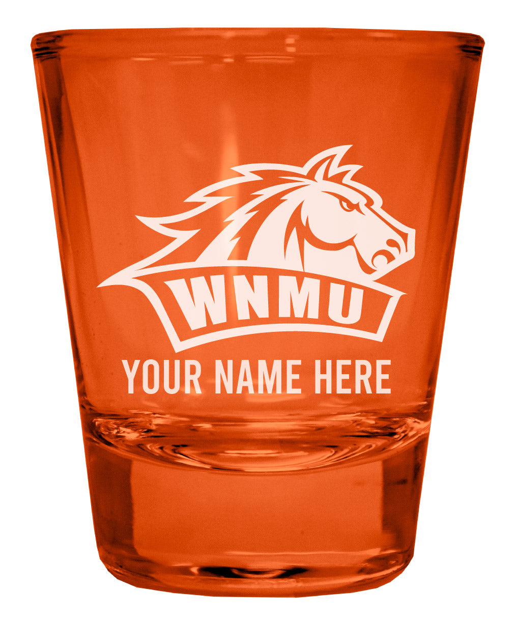 Western New Mexico University Customizable Engraved Full Color 2oz Shot Glass Orange Officially Licensed Collegiate Product 4-Pack