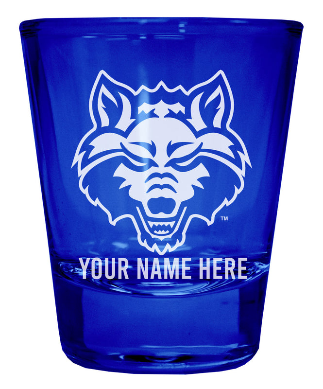 Arkansas State Officially Licensed Personalized Engraved Full Color 2 oz Shot Glass Blue