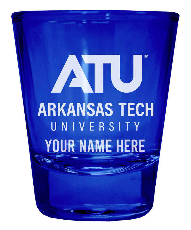 Arkansas Tech University Officially Licensed Personalized Engraved Full Color 2 oz Shot Glass Blue