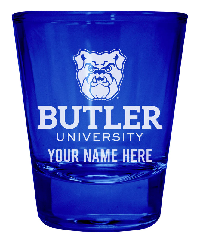 Butler Bulldogs Officially Licensed Personalized Engraved Full Color 2 oz Shot Glass Blue