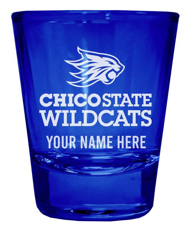 California State University, Chico Officially Licensed Personalized Engraved Full Color 2 oz Shot Glass Blue