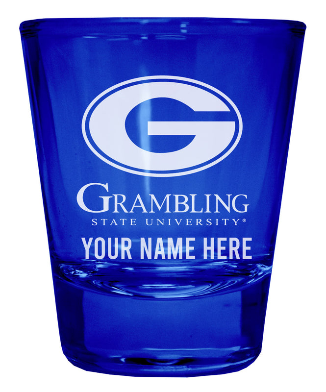Grambling State Tigers Officially Licensed Personalized Engraved Full Color 2 oz Shot Glass Blue