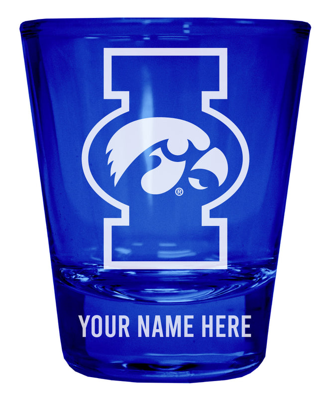 Iowa Hawkeyes Officially Licensed Personalized Engraved Full Color 2 oz Shot Glass Blue