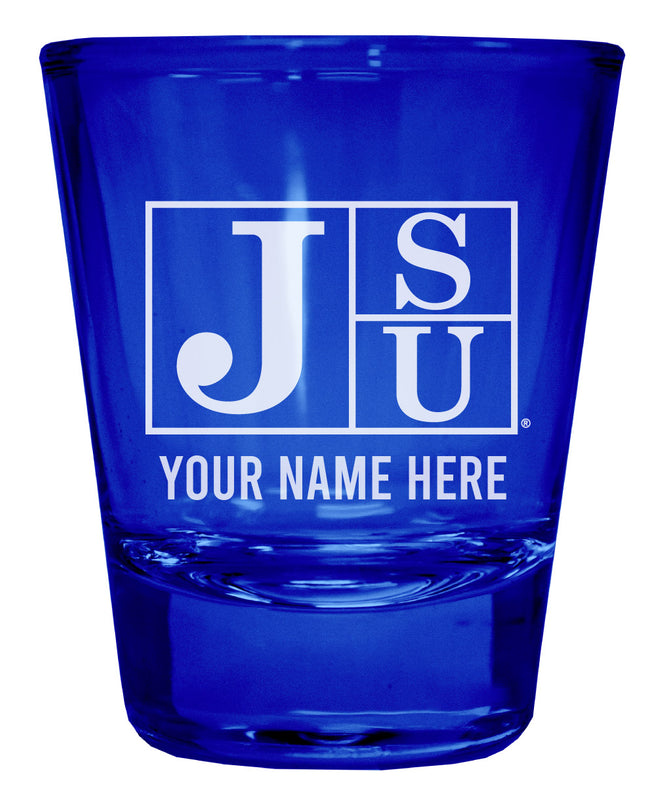 Jackson State University Officially Licensed Personalized Engraved Full Color 2 oz Shot Glass Blue