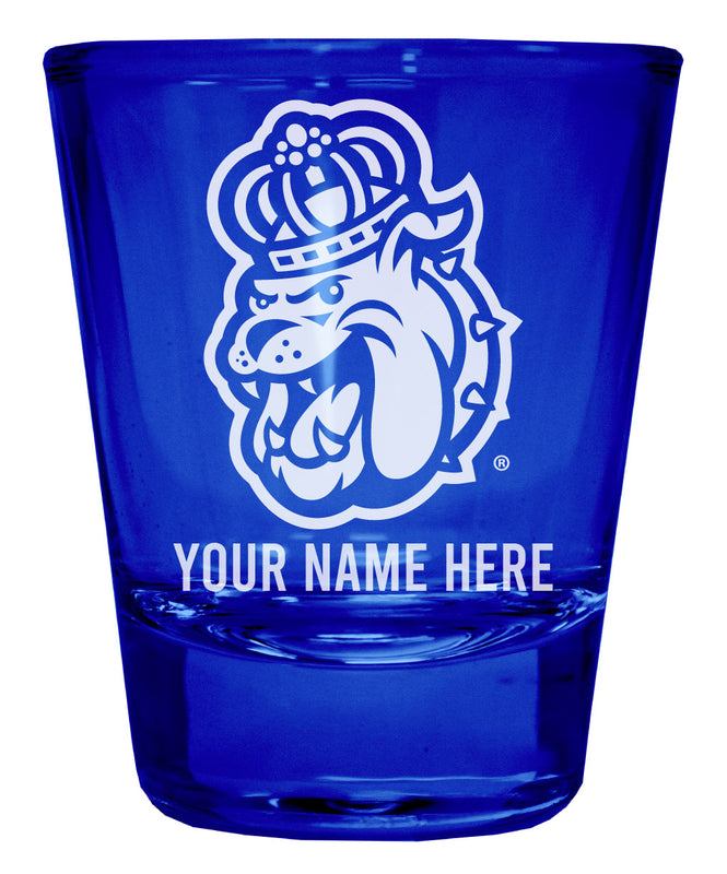 James Madison Dukes Officially Licensed Personalized Engraved Full Color 2 oz Shot Glass Blue