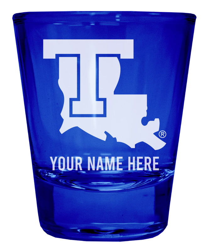 Louisiana Tech Bulldogs Officially Licensed Personalized Engraved Full Color 2 oz Shot Glass Blue