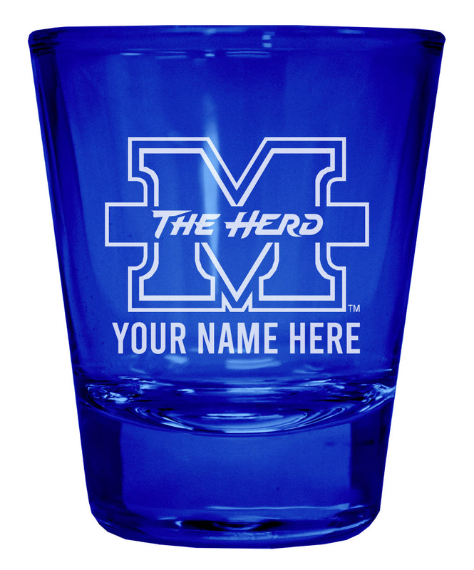 Marshall Thundering Herd Officially Licensed Personalized Engraved Full Color 2 oz Shot Glass Blue