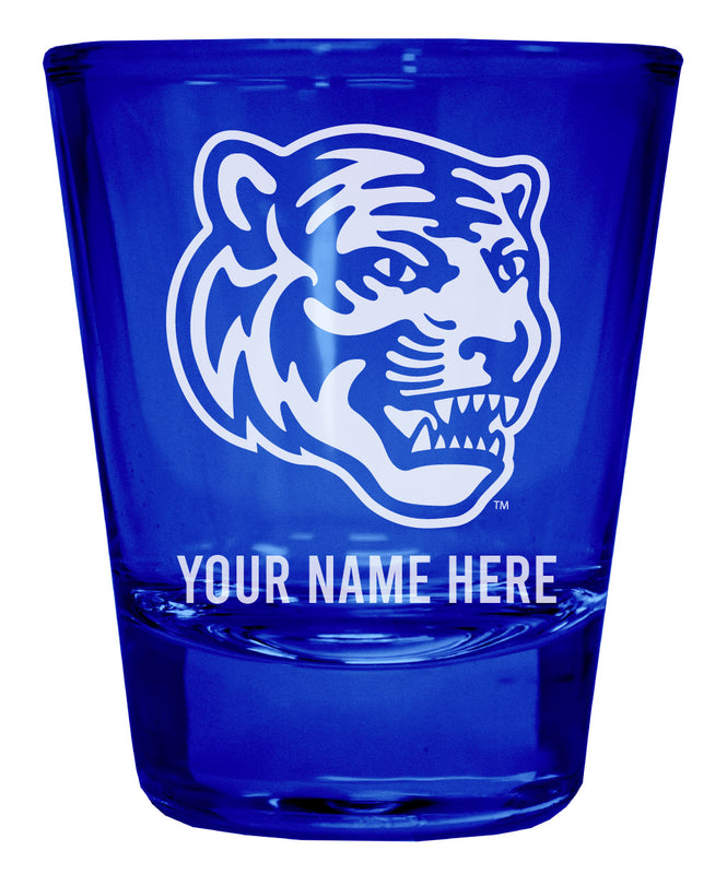 Memphis Tigers Officially Licensed Personalized Engraved Full Color 2 oz Shot Glass Blue