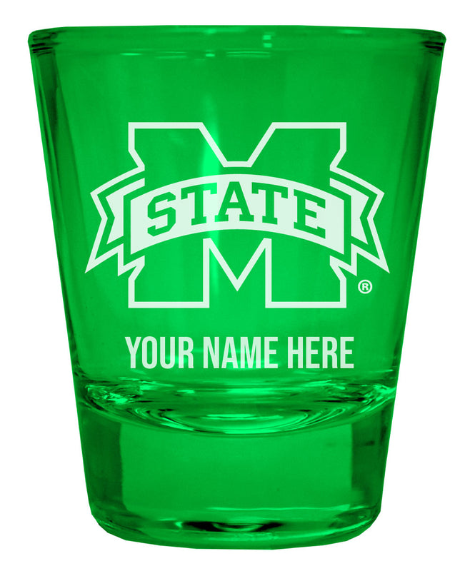Mississippi State Bulldogs Officially Licensed Personalized Engraved Full Color 2 oz Shot Glass Green