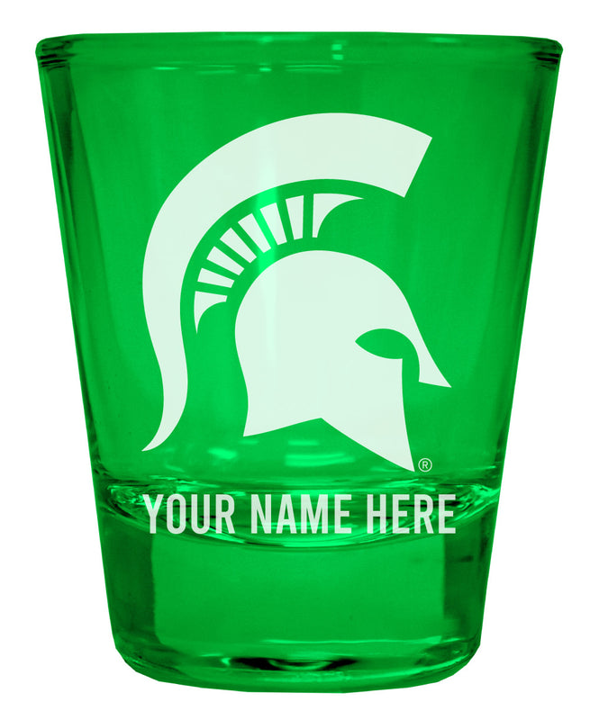 Michigan State Spartans Officially Licensed Personalized Engraved Full Color 2 oz Shot Glass Green