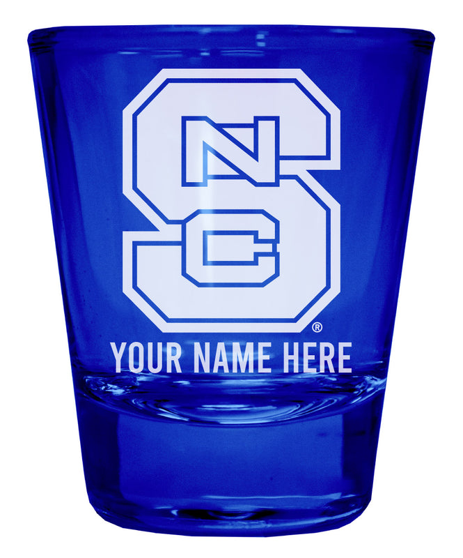 NC State Wolfpack Officially Licensed Personalized Engraved Full Color 2 oz Shot Glass Blue