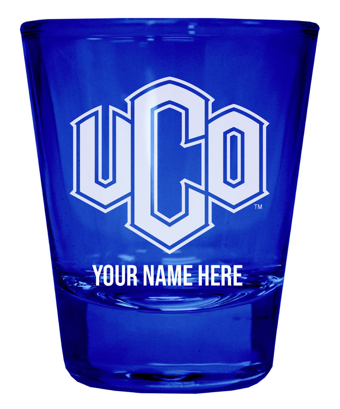 University of Central Oklahoma Bronchos Officially Licensed Personalized Engraved Full Color 2 oz Shot Glass Blue