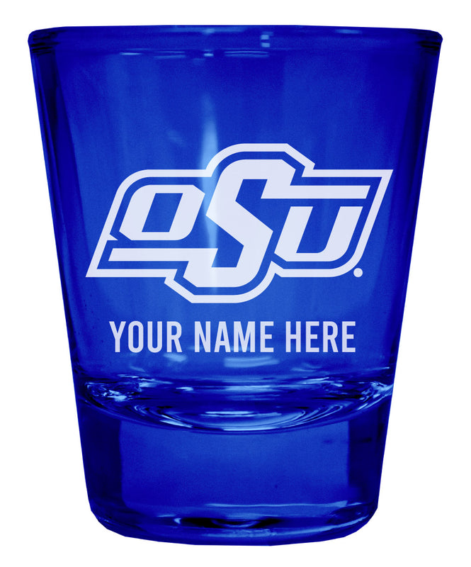 Oklahoma State Cowboys Officially Licensed Personalized Engraved Full Color 2 oz Shot Glass Blue