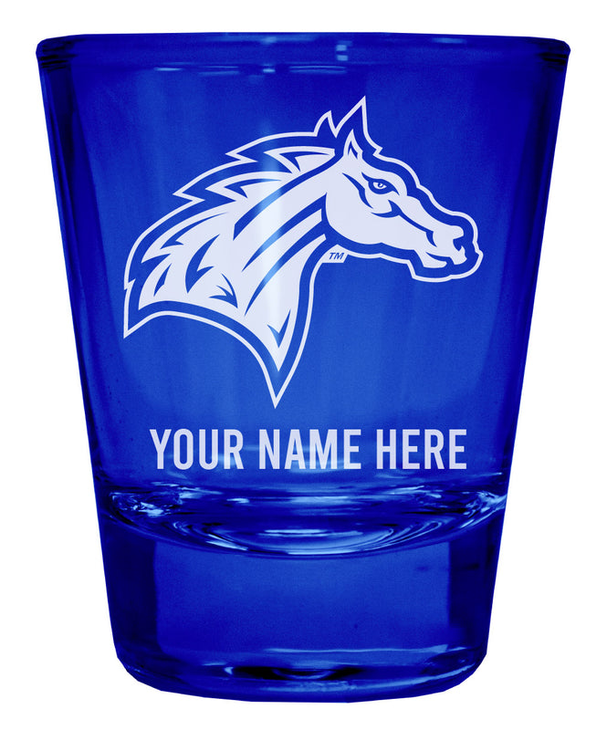 Rider University Broncs Officially Licensed Personalized Engraved Full Color 2 oz Shot Glass Blue