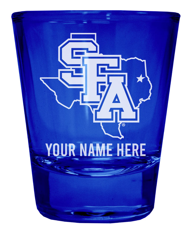 Stephen F. Austin State University Officially Licensed Personalized Engraved Full Color 2 oz Shot Glass Blue