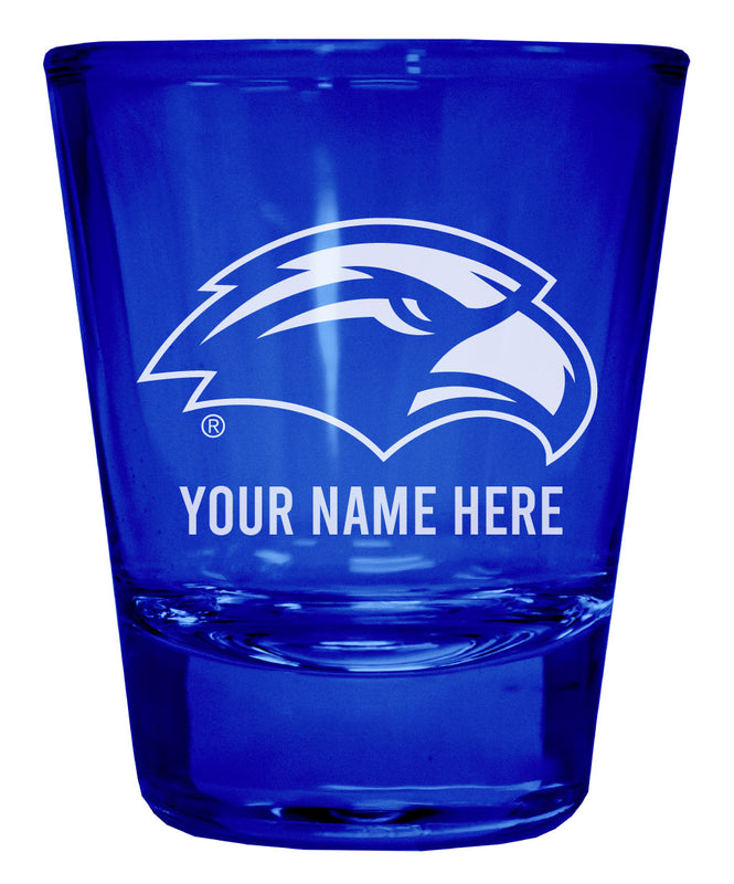 Southern Mississippi Golden Eagles Officially Licensed Personalized Engraved Full Color 2 oz Shot Glass Blue