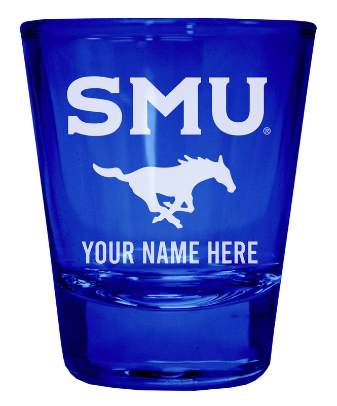 Southern Methodist University Officially Licensed Personalized Engraved Full Color 2 oz Shot Glass Blue