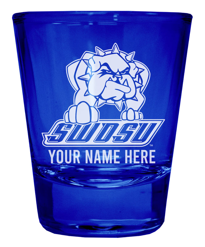 Southwestern Oklahoma State University Officially Licensed Personalized Engraved Full Color 2 oz Shot Glass Blue