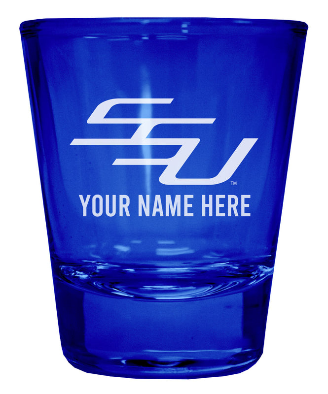 Savannah State University Officially Licensed Personalized Engraved Full Color 2 oz Shot Glass Blue