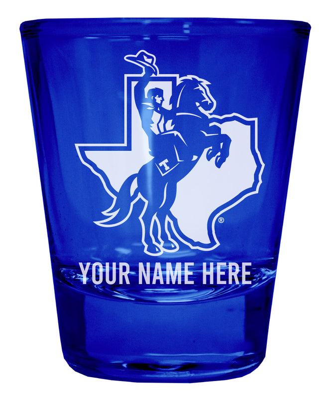 Tarleton State University Officially Licensed Personalized Engraved Full Color 2 oz Shot Glass Blue