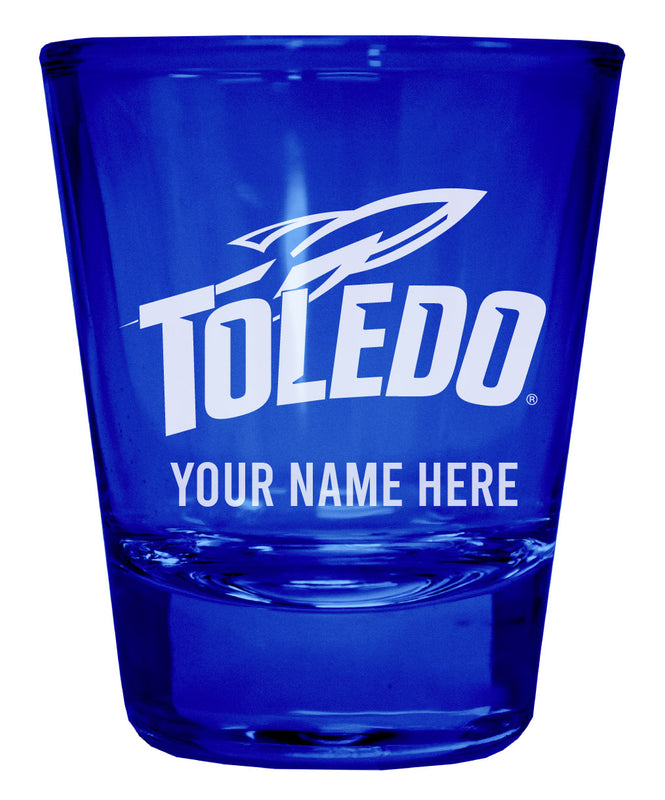 Toledo Rockets Officially Licensed Personalized Engraved Full Color 2 oz Shot Glass Blue