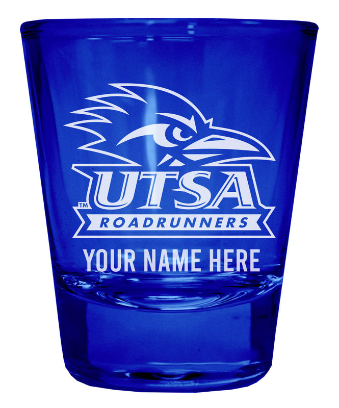 UTSA Road Runners Officially Licensed Personalized Engraved Full Color 2 oz Shot Glass Blue