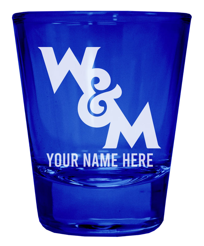 William and Mary Officially Licensed Personalized Engraved Full Color 2 oz Shot Glass Blue
